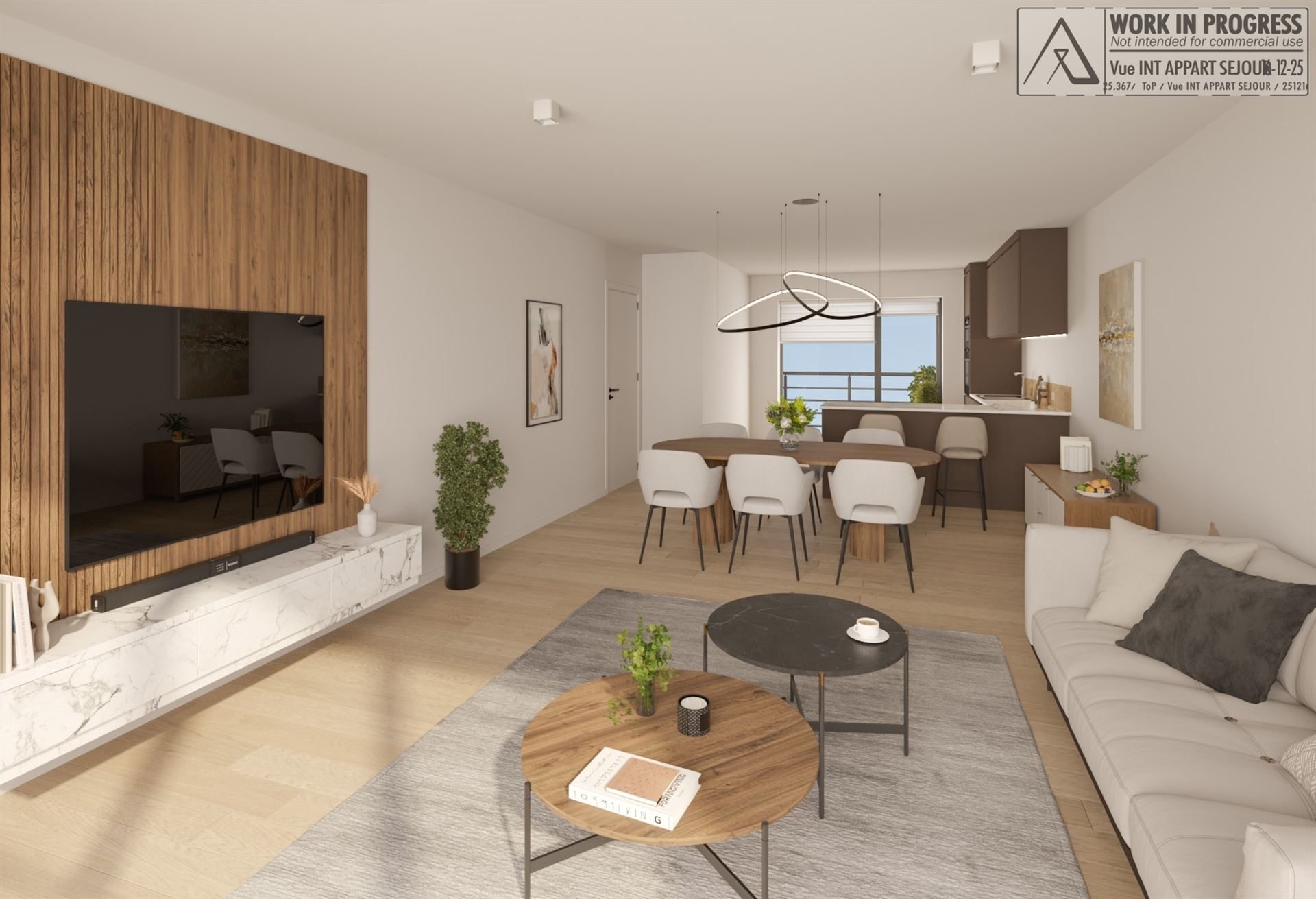 Séjour d’un appartement sous combles de la Résidence Mosa à Jambes
