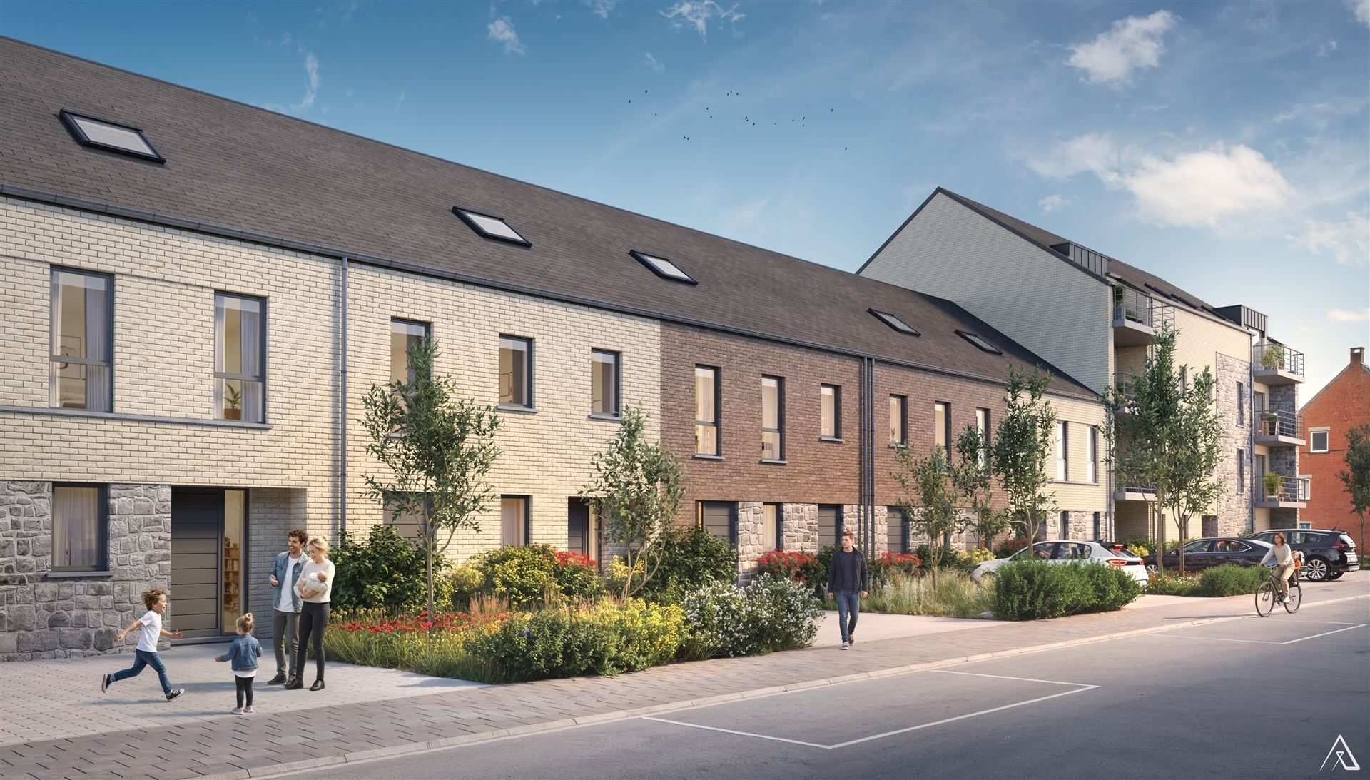 Les maisons neuves de la Résidence Mosa, rue de Francquen à Jambes