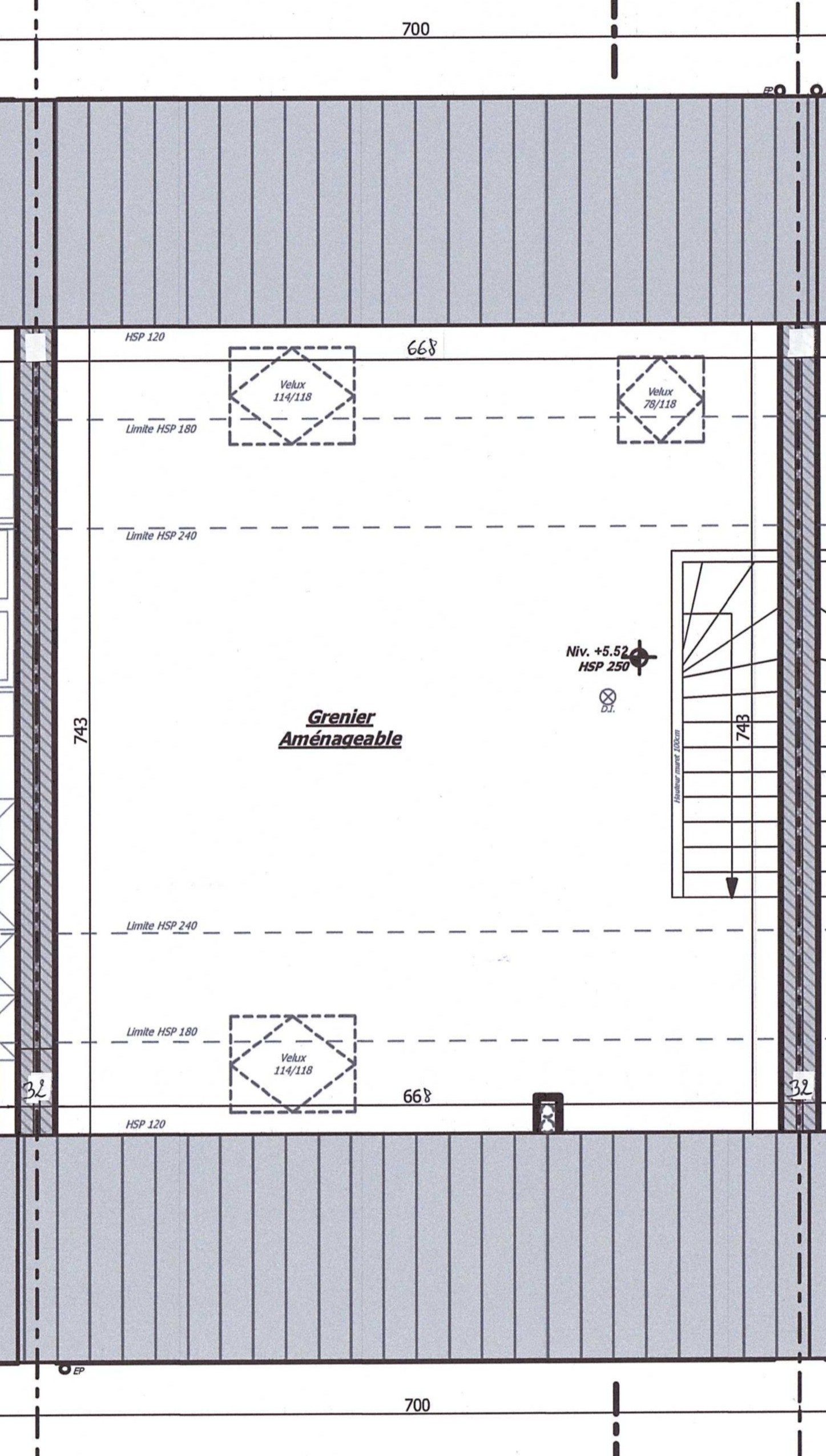 Plan : combles de la maison B3, Résidence Mosa à Jambes