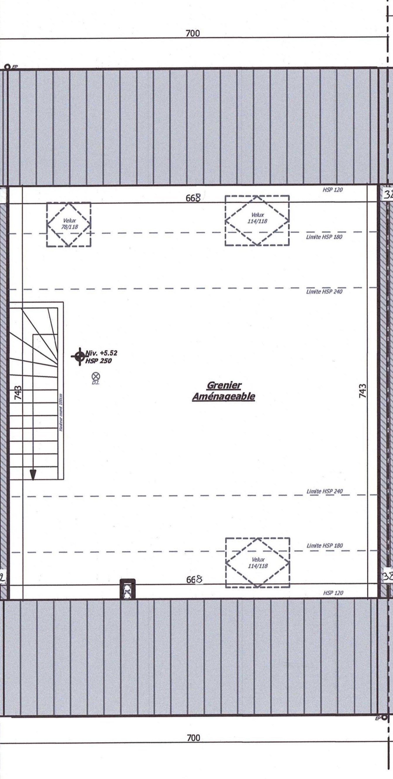 Plan : combles de la maison B4, Résidence Mosa à Jambes