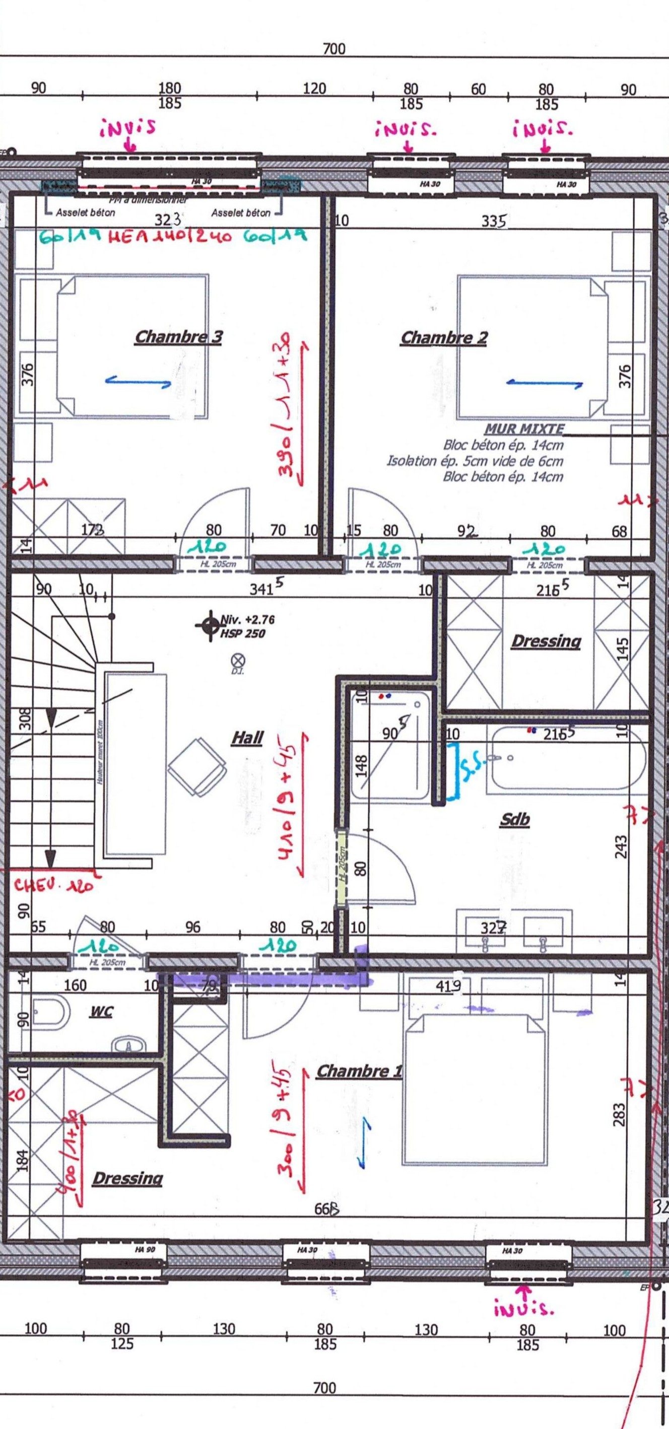 Plan : étage de la maison B4, Résidence Mosa à Jambes
