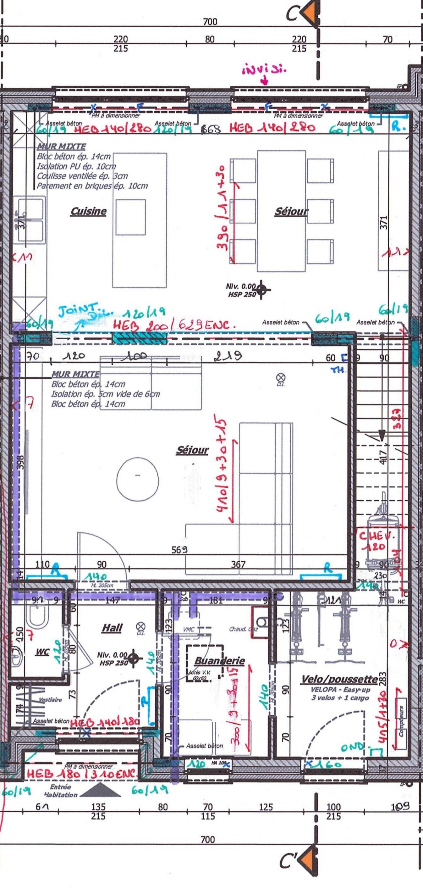 Plan : rez-de-chaussée de la maison B5, Résidence Mosa à Jambes