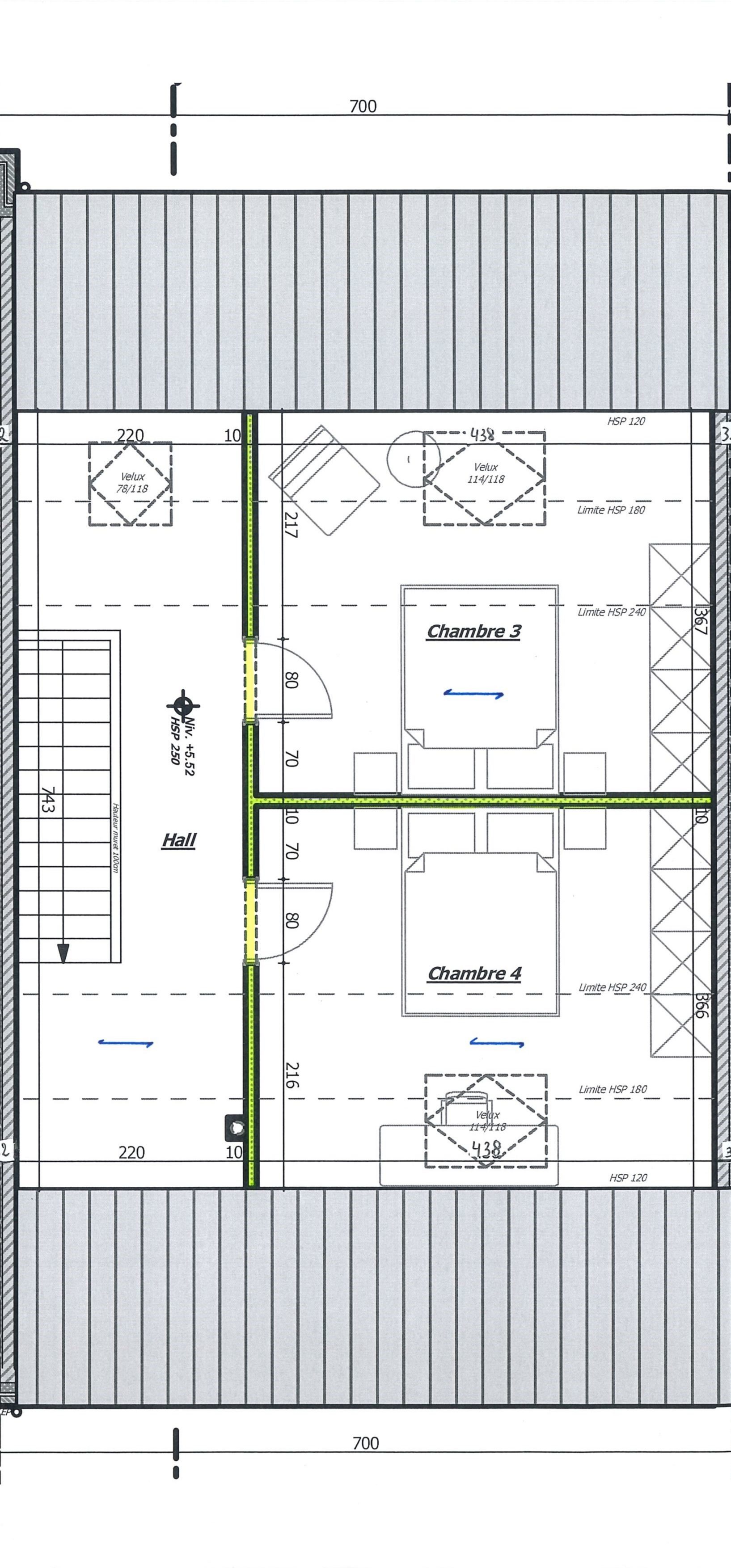 Plan : combles de la maison B8, Résidence Mosa à Jambes