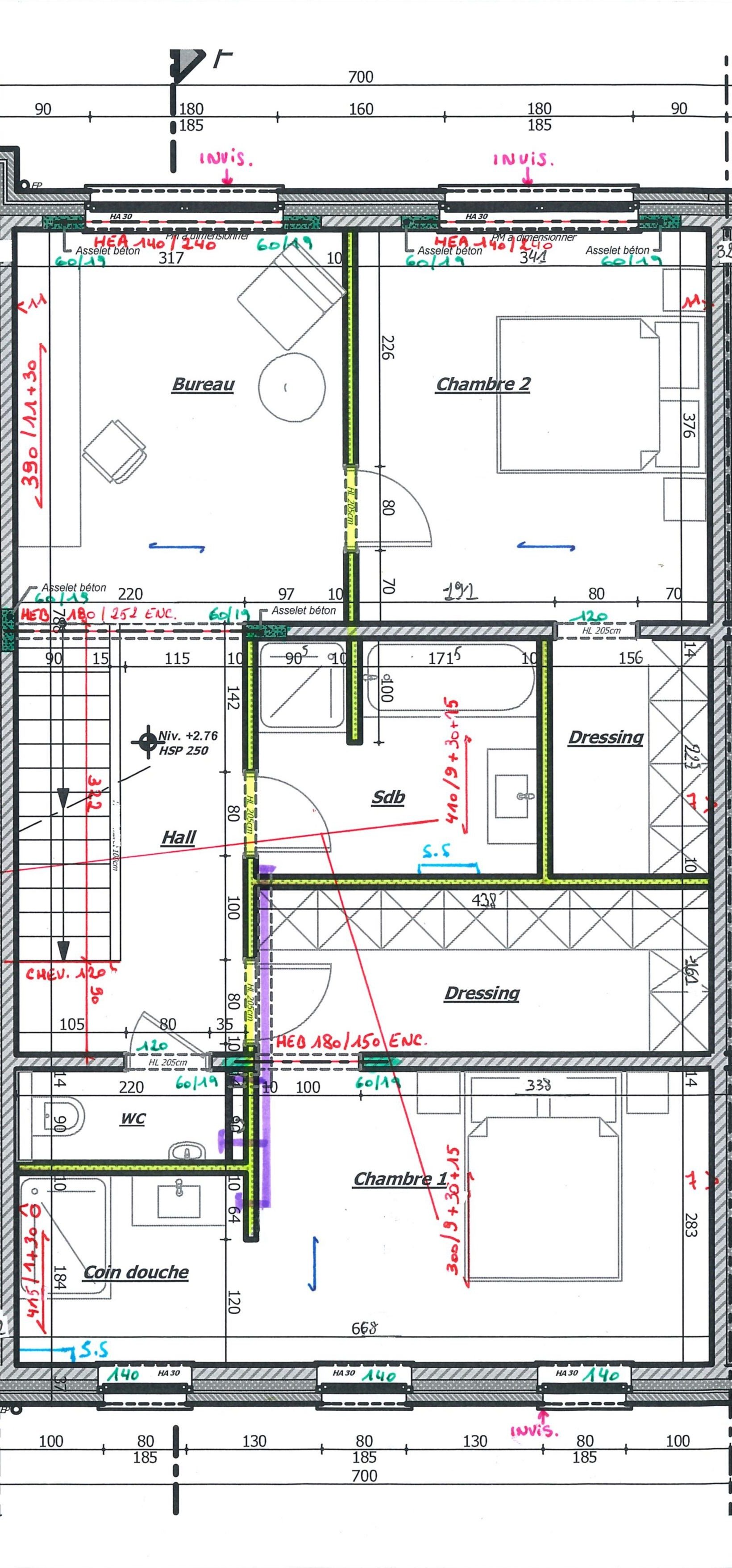 Plan : étage de la maison B8, Résidence Mosa à Jambes