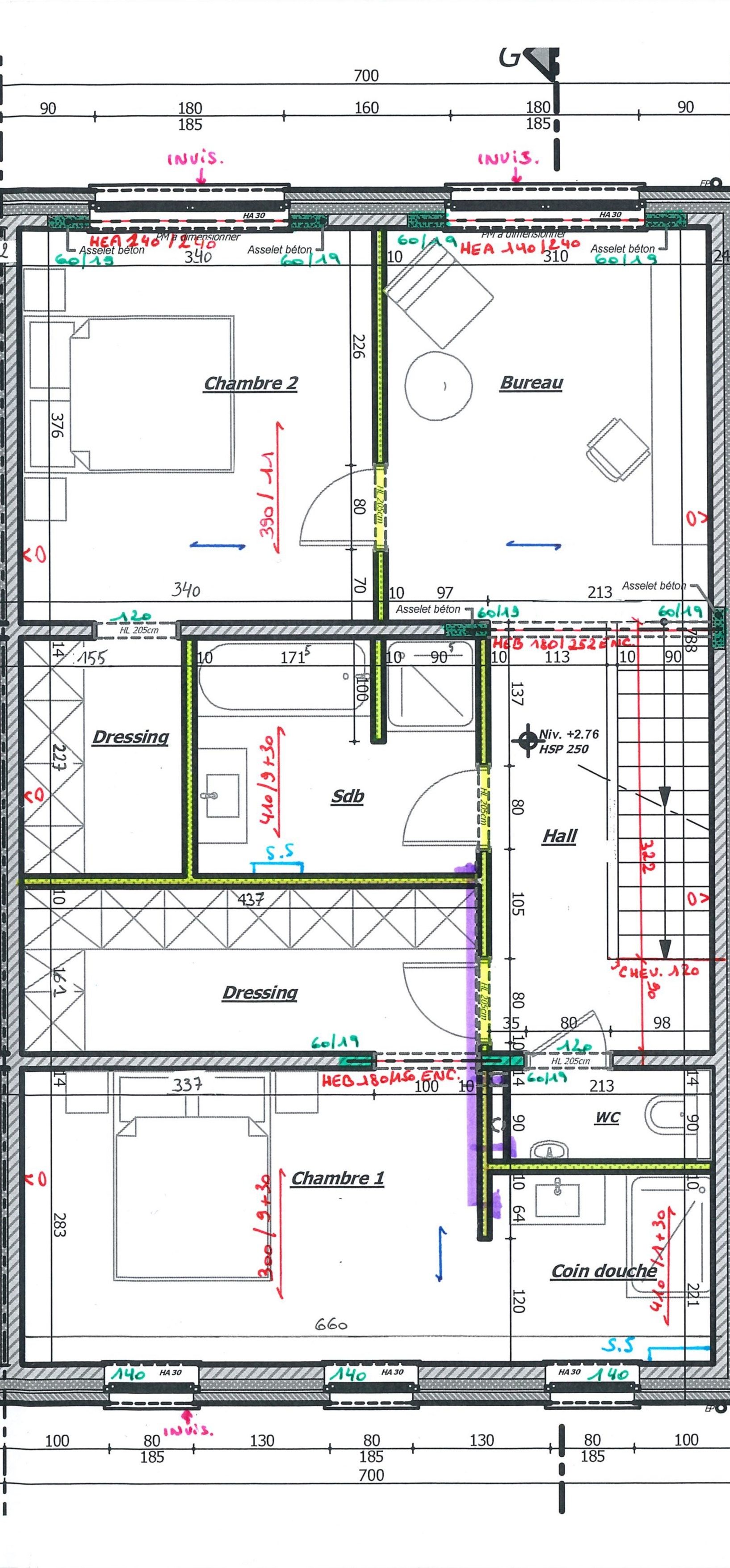 Plan : étage de la maison B9, Résidence Mosa à Jambes