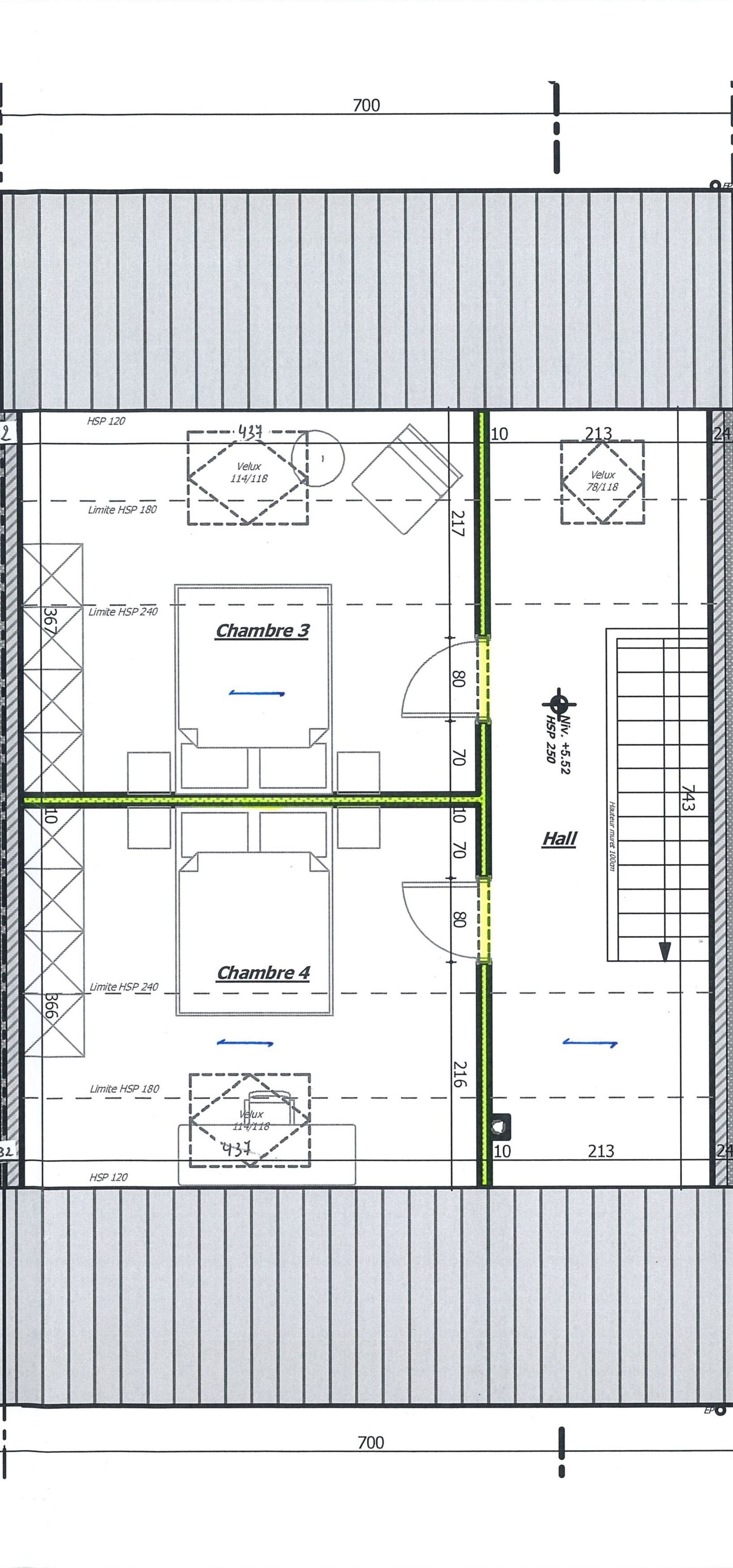Plan : combles de la maison B9, Résidence Mosa à Jambes